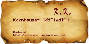 Kornhauser Kálmán névjegykártya